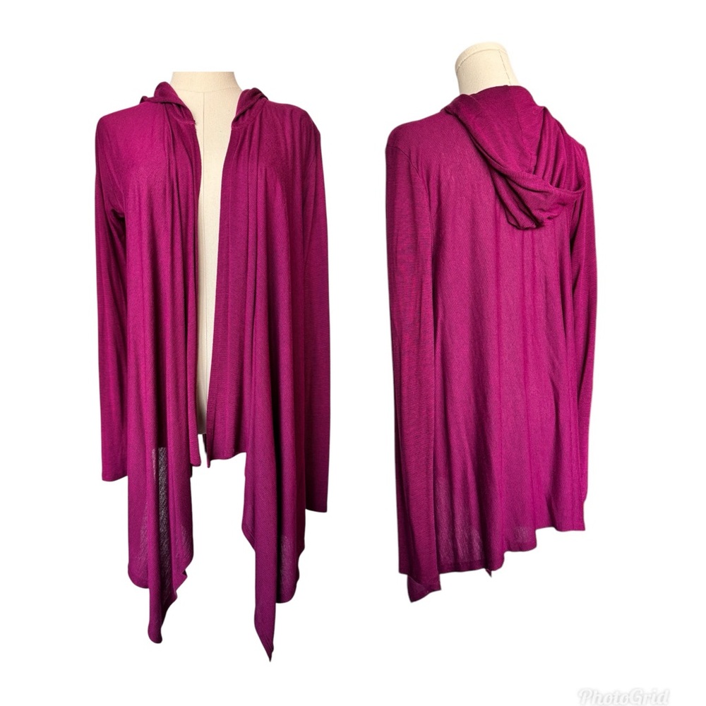 Market Draped Waterfall Cardigan with Hood in Berry Size Medium